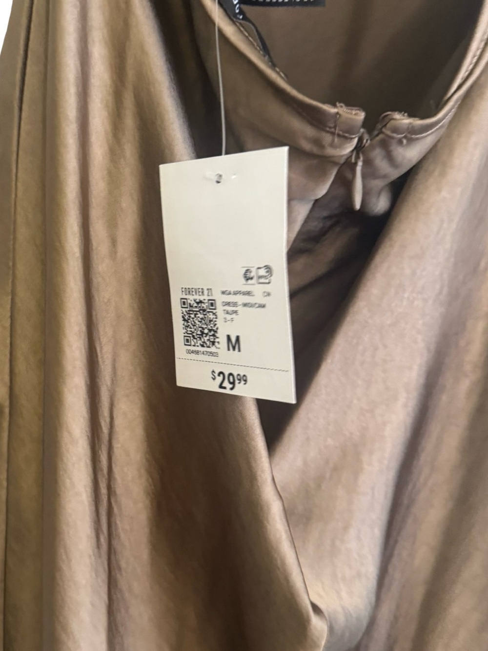 Forever 21 Satin Cowl Neck Cut Out Midi Dress in Metallic Brown | Medium | NWT - Picture 5 of 7